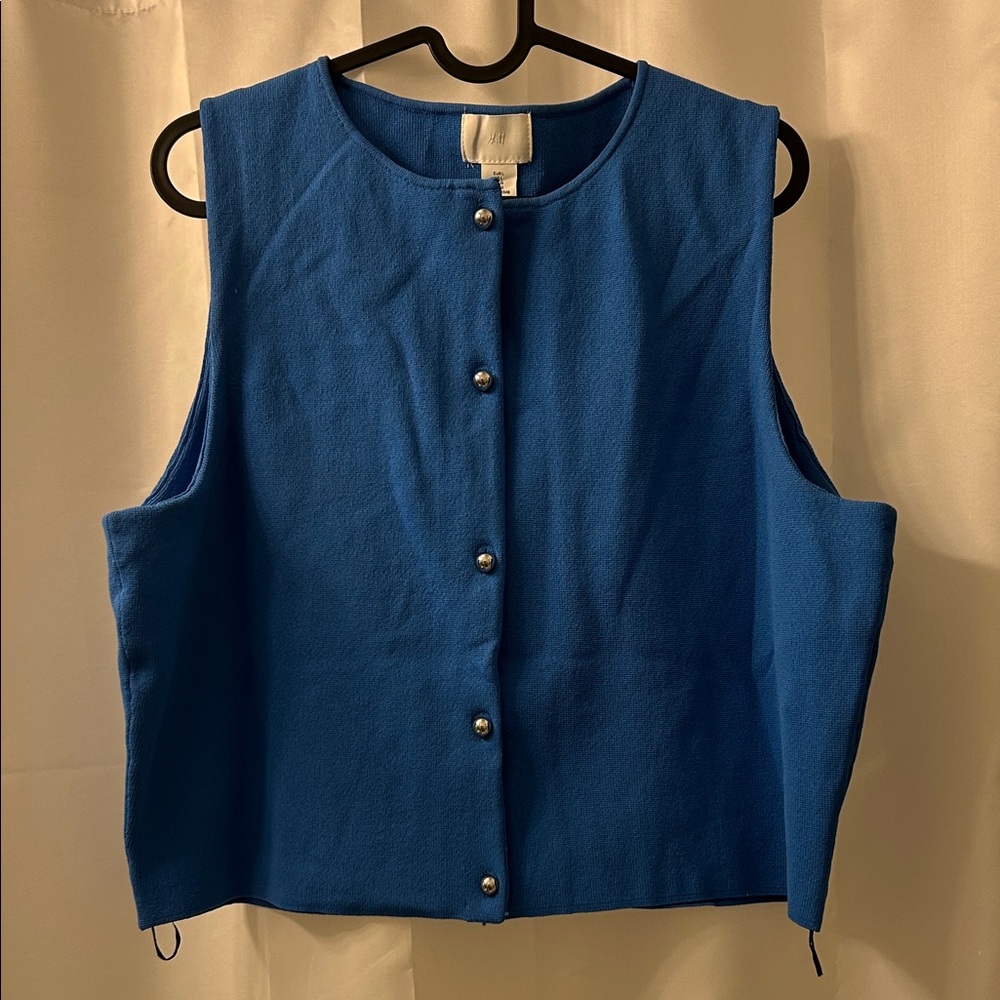 H&M Royal Blue Sleeveless Button-Down Shirt